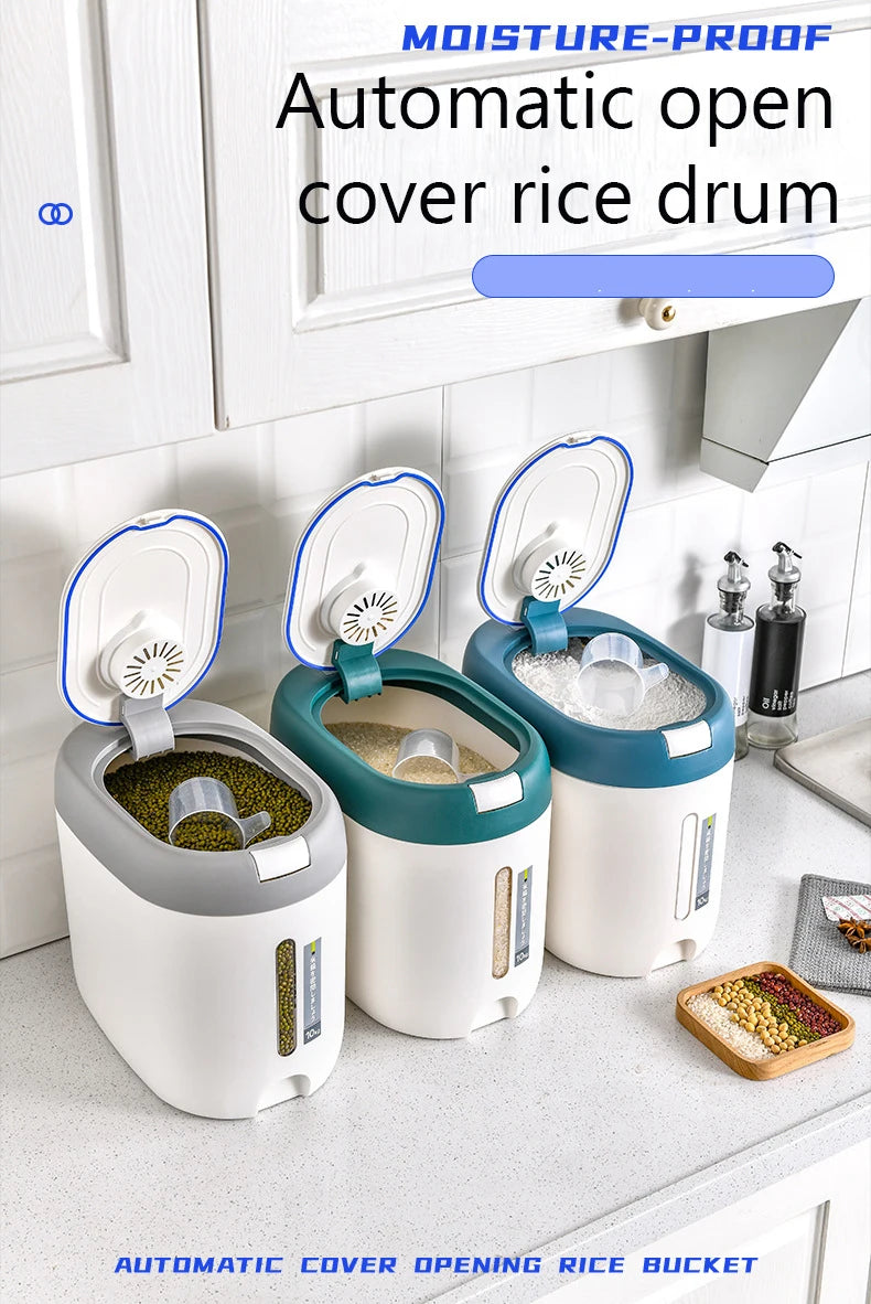 Rice Dispenser - 5KG/10KG Plastic Kitchen Storage Container | Airtight Food Organizer - ZOOMNSTORE