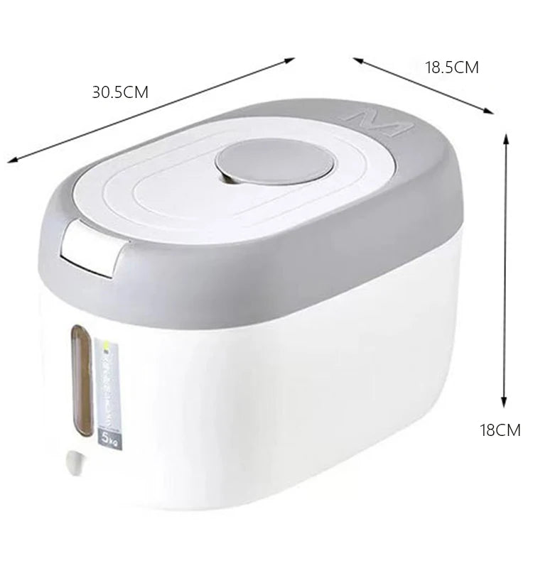 Rice Dispenser - 5KG/10KG Plastic Kitchen Storage Container | Airtight Food Organizer - ZOOMNSTORE