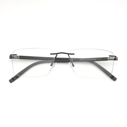 Rimless Prescription Glasses - Men's Rectangle Optical Eyeglasses With Anti Blue Light Lenses - ZOOMNSTORE