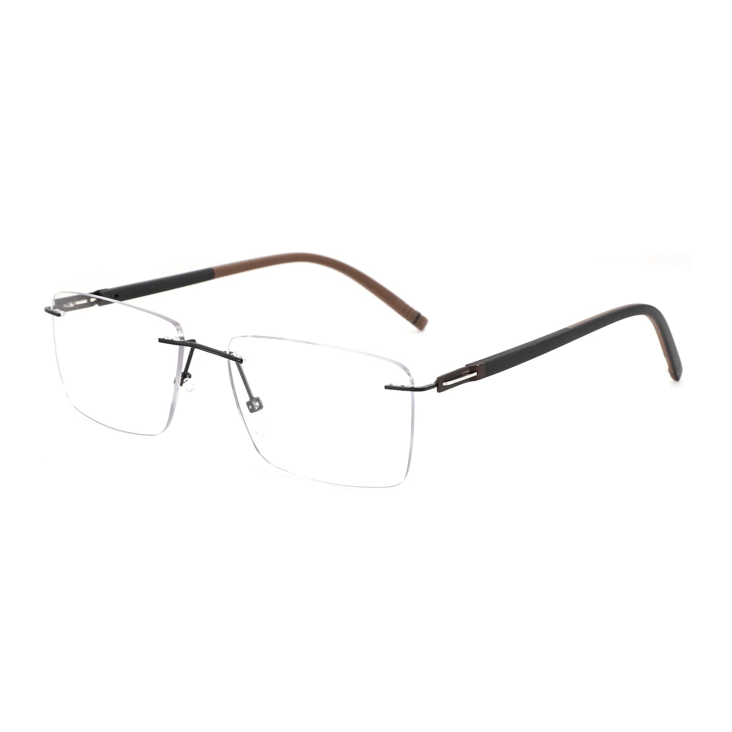 Rimless Prescription Glasses - Men's Rectangle Optical Eyeglasses With Anti Blue Light Lenses - ZOOMNSTORE