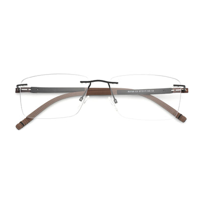 Rimless Prescription Glasses - Men's Rectangle Optical Eyeglasses With Anti Blue Light Lenses - ZOOMNSTORE