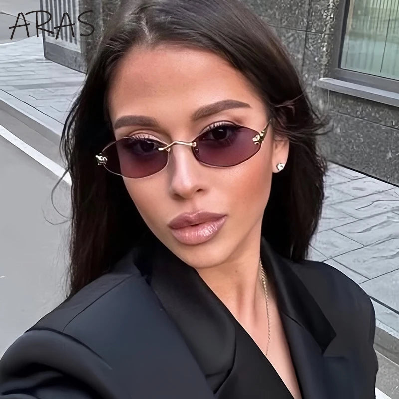 Punk Rimless Hexagon Sunglasses - Luxury UV400 Eyewear for Women - ZOOMNSTORE