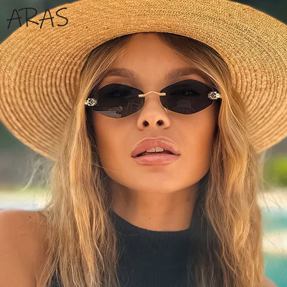 Punk Rimless Hexagon Sunglasses - Luxury UV400 Eyewear for Women - ZOOMNSTORE