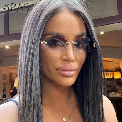 Punk Rimless Hexagon Sunglasses - Luxury UV400 Eyewear for Women - ZOOMNSTORE