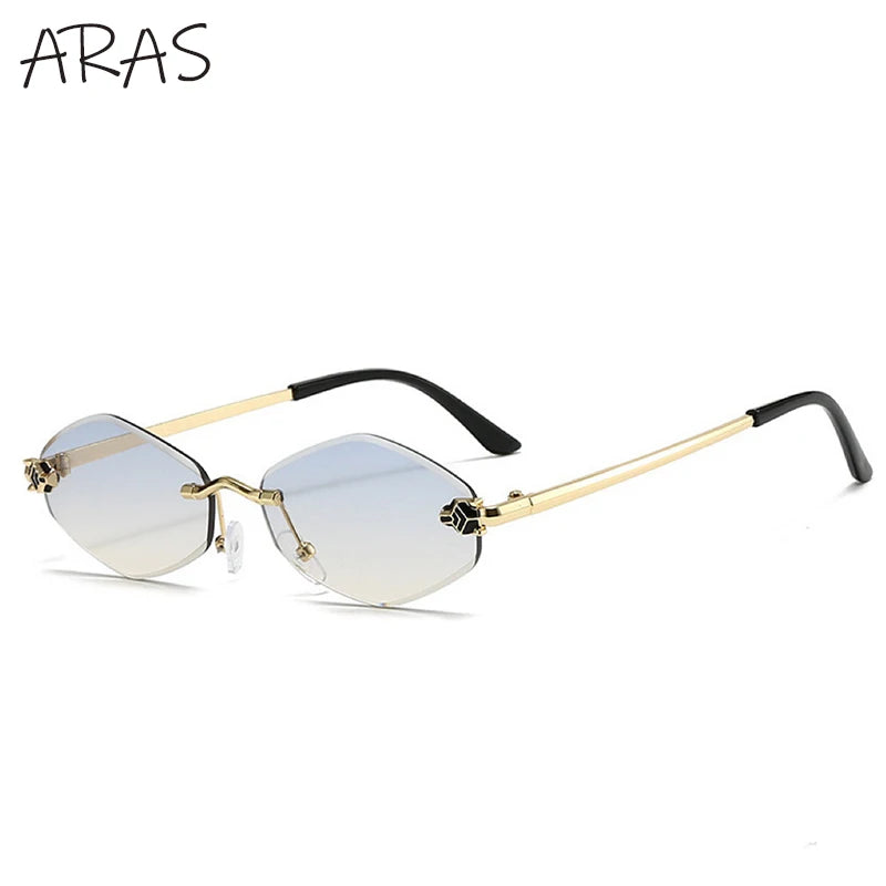 Punk Rimless Hexagon Sunglasses - Luxury UV400 Eyewear for Women - ZOOMNSTORE