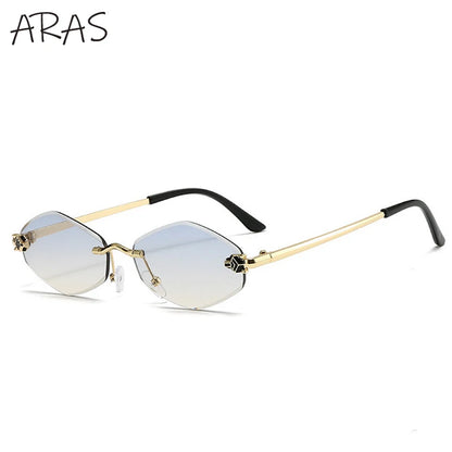 Punk Rimless Hexagon Sunglasses - Luxury UV400 Eyewear for Women - ZOOMNSTORE