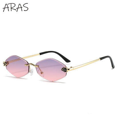 Punk Rimless Hexagon Sunglasses - Luxury UV400 Eyewear for Women - ZOOMNSTORE