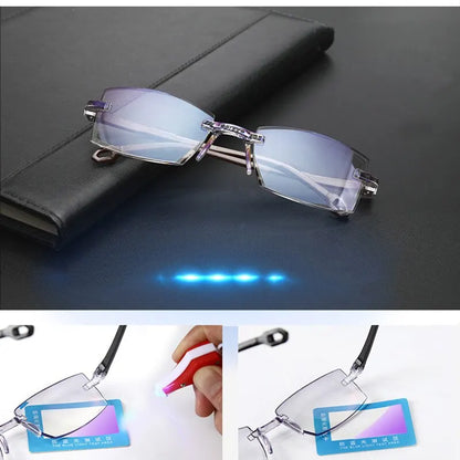 Rimless Reading Glasses - Bifocal Anti Blue Light Eyewear for Men & Women +150 +200 - ZOOMNSTORE