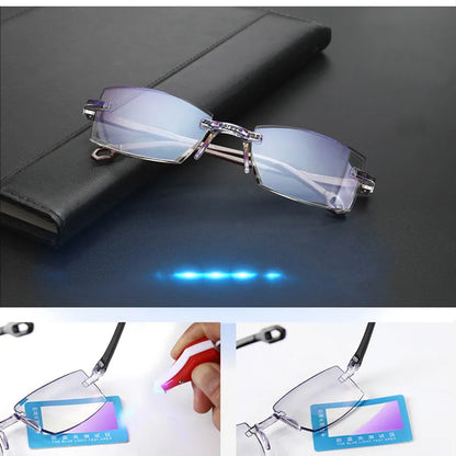 Rimless Reading Glasses - Bifocal Anti Blue Light Eyewear for Men & Women +150 +200 - ZOOMNSTORE