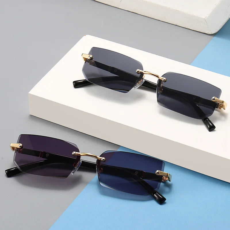 Rimless Square Frame Blue Light Blocking Glasses - Fashion Eyewear for Men and Women - ZOOMNSTORE