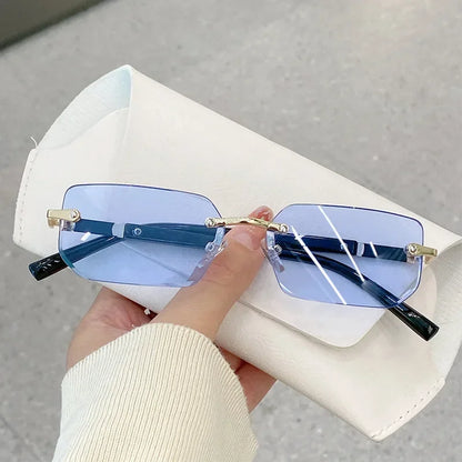 Rimless Square Frame Blue Light Blocking Glasses - Fashion Eyewear for Men and Women - ZOOMNSTORE