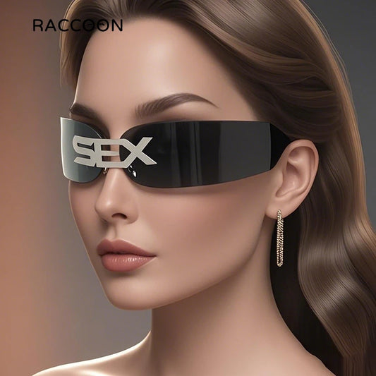 Rimless Steampunk Sunglasses - Y2K Futuristic Punk Shades for Men  Women - ZOOMNSTORE