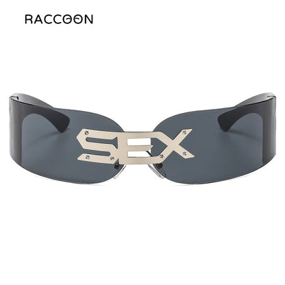 Rimless Steampunk Sunglasses - Y2K Futuristic Punk Shades for Men  Women - ZOOMNSTORE