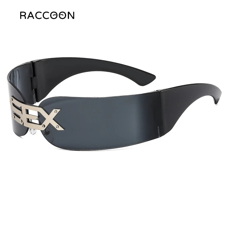 Rimless Steampunk Sunglasses - Y2K Futuristic Punk Shades for Men  Women - ZOOMNSTORE