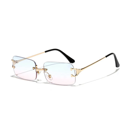 Rimless UV400 Sunglasses - Fashion Square Metal Shades for Men  Women - ZOOMNSTORE