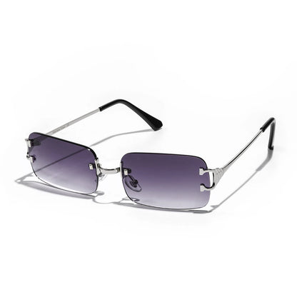 Rimless UV400 Sunglasses - Fashion Square Metal Shades for Men  Women - ZOOMNSTORE