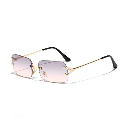 Rimless UV400 Sunglasses - Fashion Square Metal Shades for Men  Women - ZOOMNSTORE