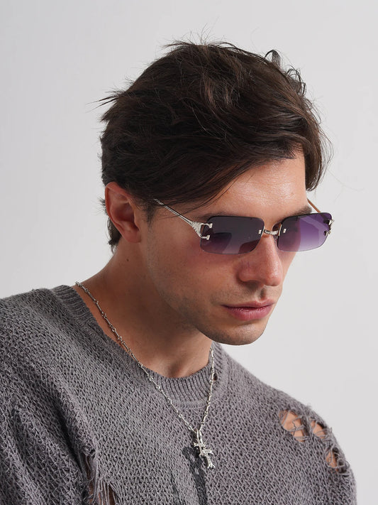 Rimless UV400 Sunglasses - Fashion Square Metal Shades for Men  Women - ZOOMNSTORE