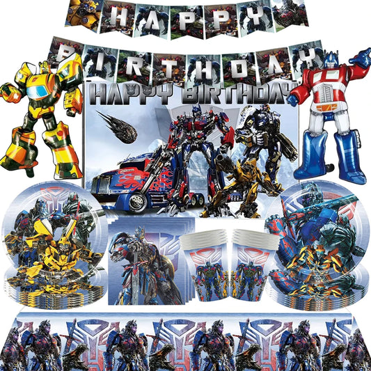 Robot Birthday Party Supplies - Disposable Plates Cups Tablecloth Balloons Gift Bags Backdrop - ZOOMNSTORE