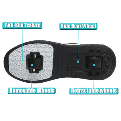 Roller Skate Shoes - Children Parkour Usb Charging Lighted Sneakers With Elastic Band Closure - ZOOMNSTORE