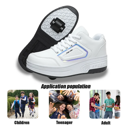 Roller Skate Shoes - Children Parkour Usb Charging Lighted Sneakers With Elastic Band Closure - ZOOMNSTORE