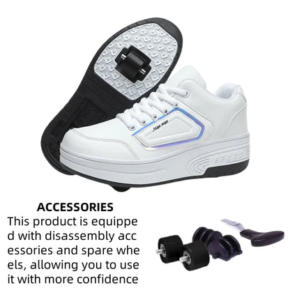 Roller Skate Shoes - Children Parkour Usb Charging Lighted Sneakers With Elastic Band Closure - ZOOMNSTORE