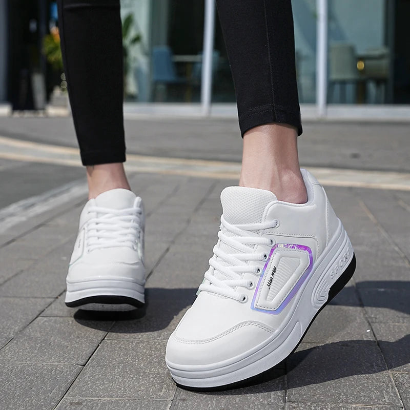 Roller Skate Shoes - Children Parkour Usb Charging Lighted Sneakers With Elastic Band Closure - ZOOMNSTORE