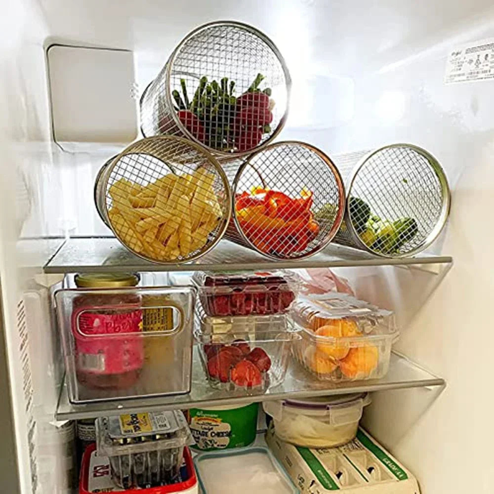 Rolling BBQ Basket - Stainless Steel Grill Mesh | Camping Barbecue Rack, Easy Clean - ZOOMNSTORE