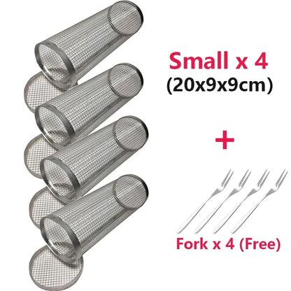 Rolling BBQ Basket - Stainless Steel Grill Mesh | Camping Barbecue Rack, Easy Clean - ZOOMNSTORE