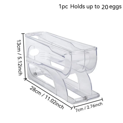 Rolling Egg Storage Box - 3/4 Tier Home Refrigerator Egg Holder | Easy Clean Plastic Organizer - ZOOMNSTORE