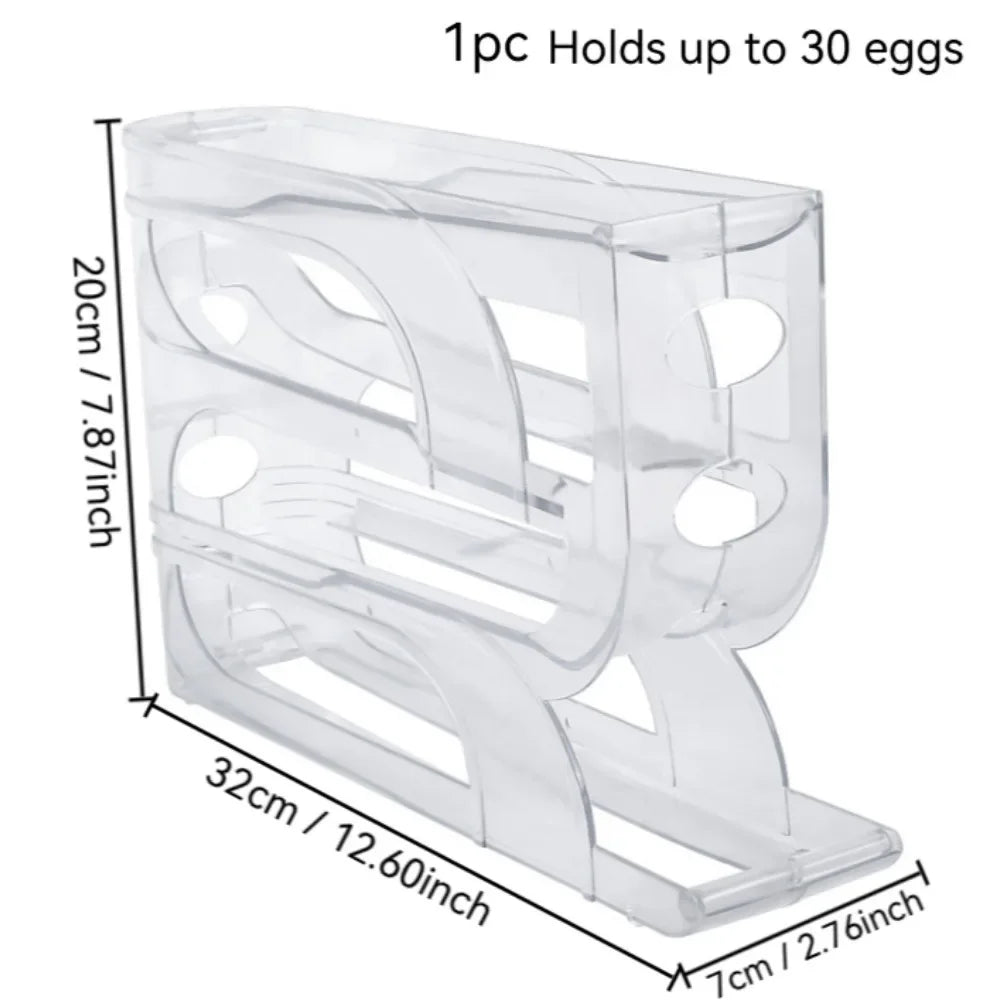 Rolling Egg Storage Box - 3/4 Tier Home Refrigerator Egg Holder | Easy Clean Plastic Organizer - ZOOMNSTORE