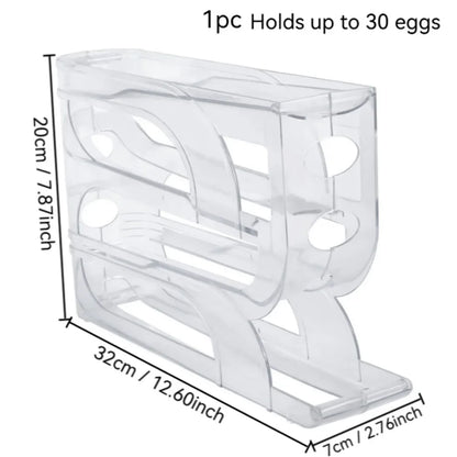 Rolling Egg Storage Box - 3/4 Tier Home Refrigerator Egg Holder | Easy Clean Plastic Organizer - ZOOMNSTORE