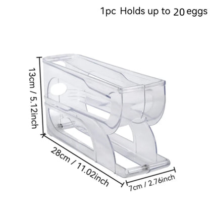 Rolling Egg Storage Box - 3/4 Tier Home Refrigerator Egg Holder | Easy Clean Plastic Organizer - ZOOMNSTORE