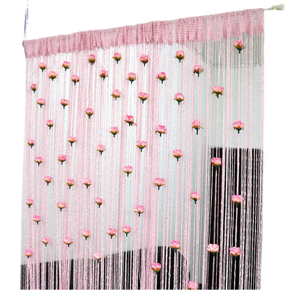 Rose Flower Door Curtain - 3D Tassel String Privacy Window Panel for Living Room - ZOOMNSTORE