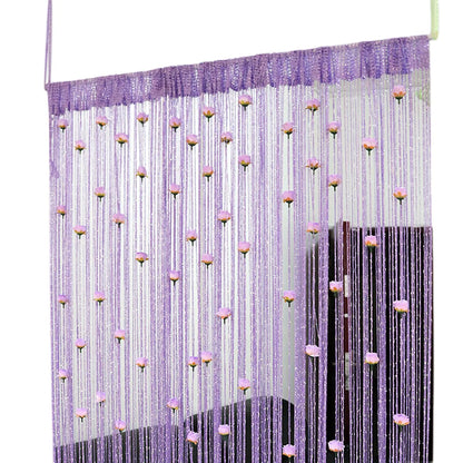 Rose Flower Door Curtain - 3D Tassel String Privacy Window Panel for Living Room - ZOOMNSTORE