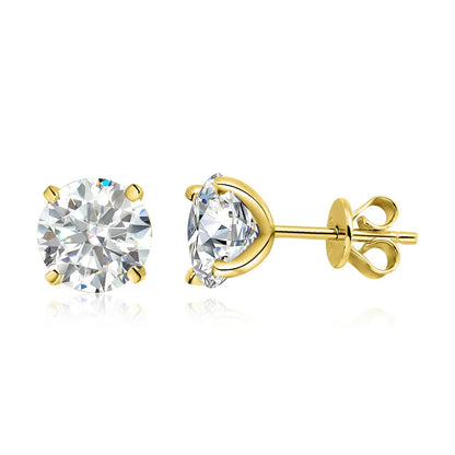 Rose Gold Moissanite Stud Earrings - Sparkling 925 Silver Wedding Jewelry - ZOOMNSTORE
