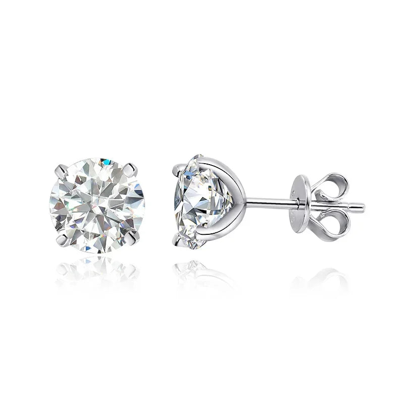 Rose Gold Moissanite Stud Earrings - Sparkling 925 Silver Wedding Jewelry - ZOOMNSTORE