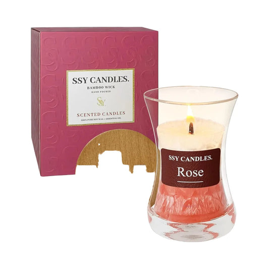 Rose Scented Soy Candle in Jar - Handmade Aromatherapy Gift for Womens Birthday Valentines Anniversary - ZOOMNSTORE