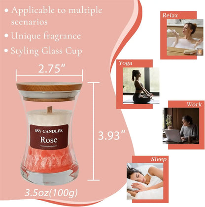 Rose Scented Soy Candle in Jar - Handmade Aromatherapy Gift for Womens Birthday Valentines Anniversary - ZOOMNSTORE