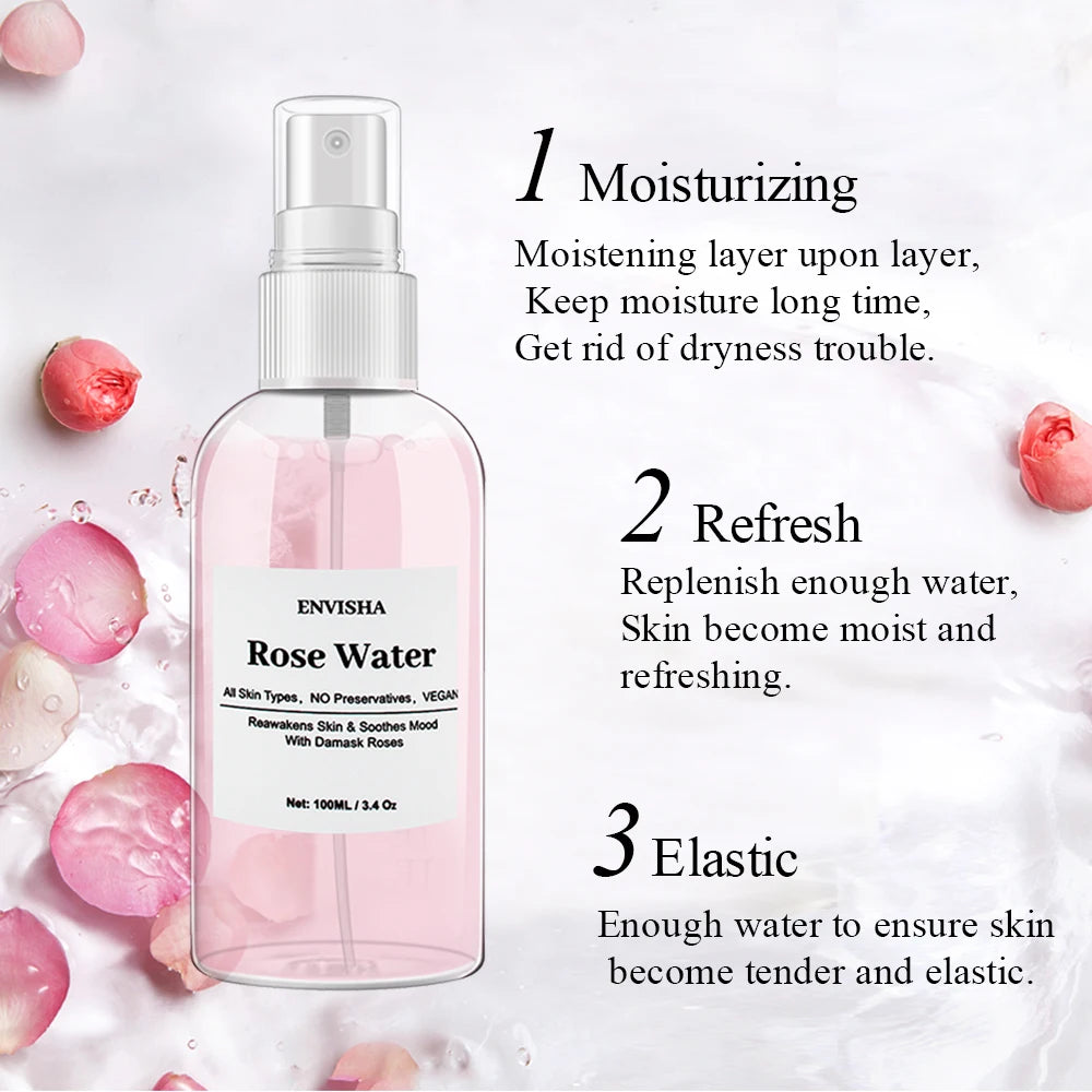 Organic Rose Water Facial Toner - Moisturizing Serum for Pore Shrinkage and Skin Care - ZOOMNSTORE