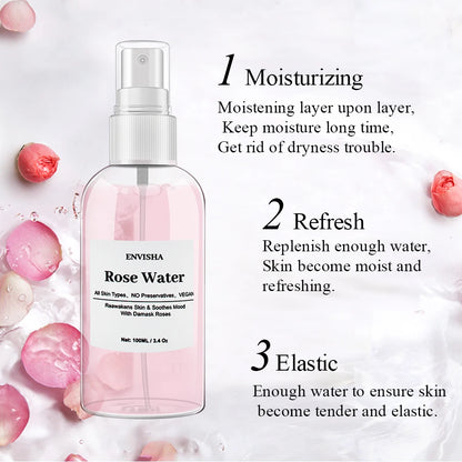 Organic Rose Water Facial Toner - Moisturizing Serum for Pore Shrinkage and Skin Care - ZOOMNSTORE