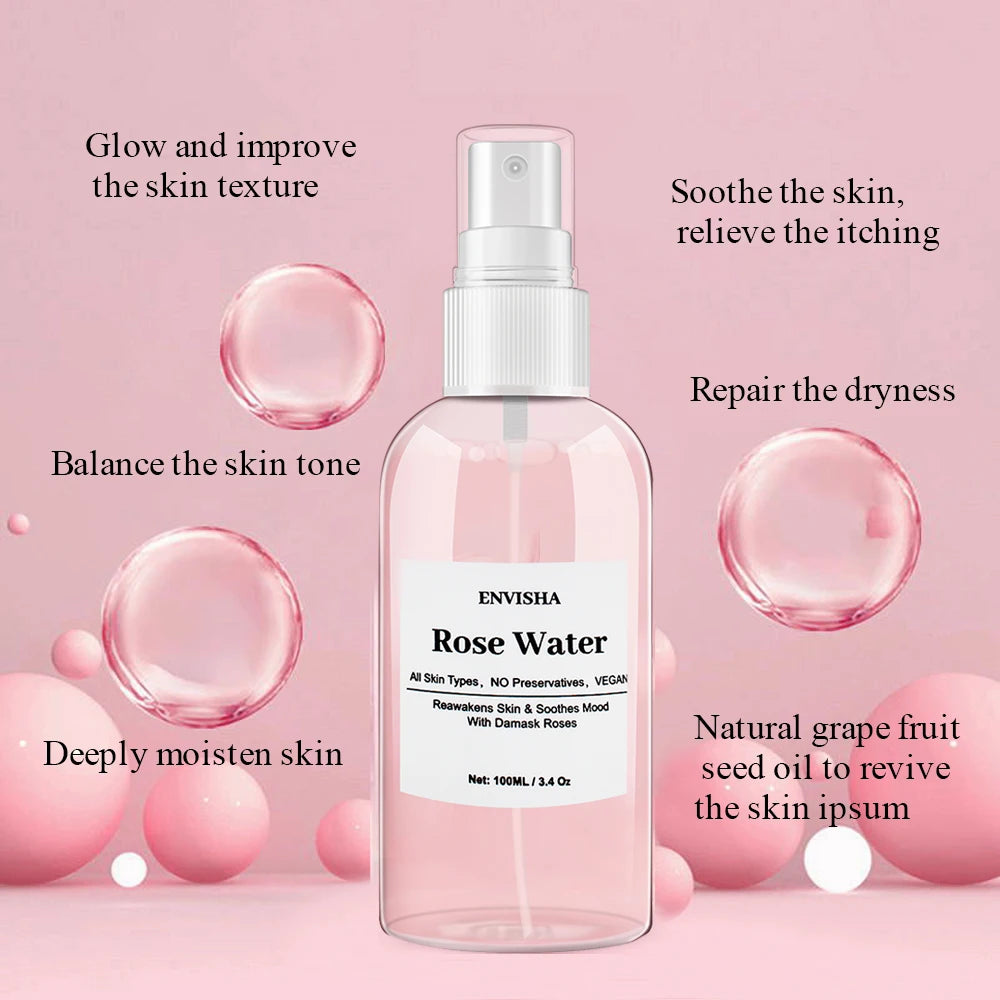 Organic Rose Water Facial Toner - Moisturizing Serum for Pore Shrinkage and Skin Care - ZOOMNSTORE