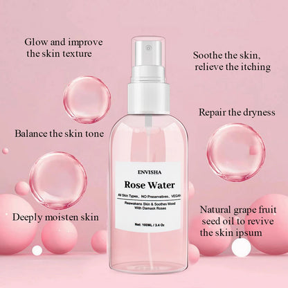 Organic Rose Water Facial Toner - Moisturizing Serum for Pore Shrinkage and Skin Care - ZOOMNSTORE