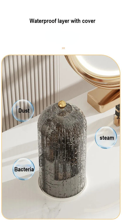 Rotary Makeup Brush Holder - 360° Rotating Cosmetic Storage Box With Cover - ZOOMNSTORE