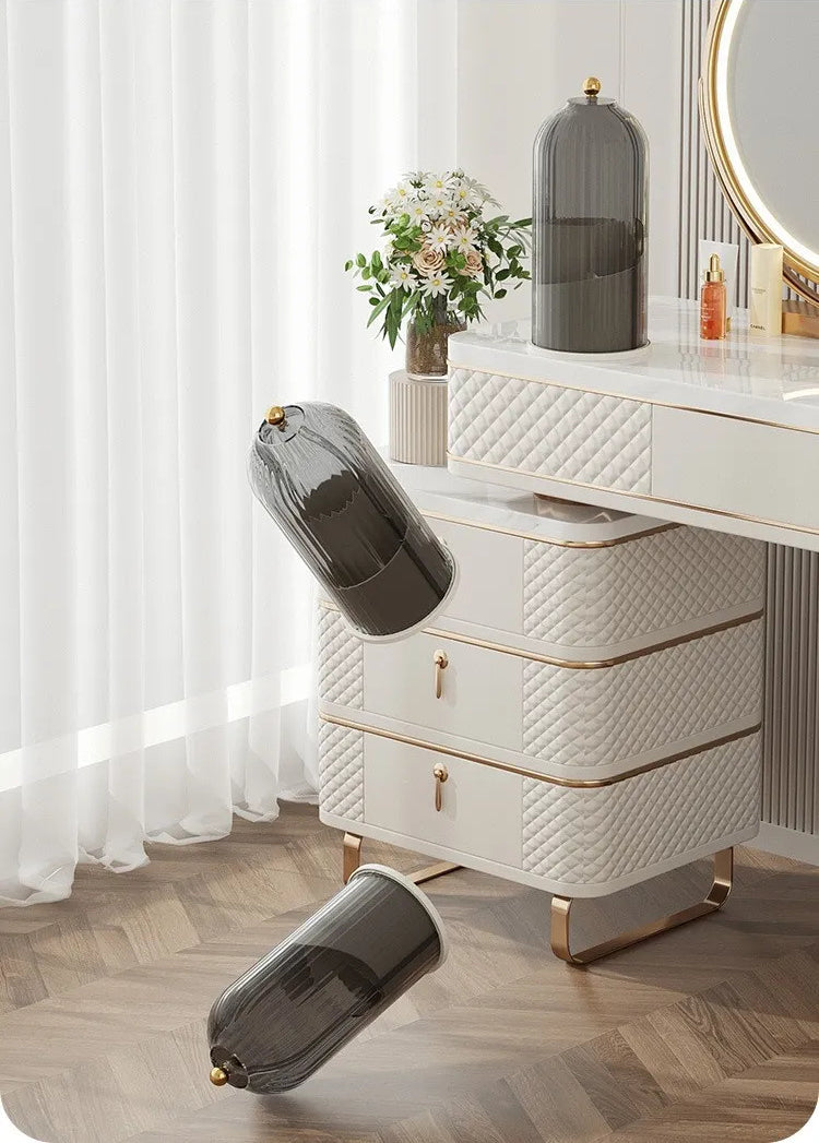 Rotary Makeup Brush Holder - 360° Rotating Cosmetic Storage Box With Cover - ZOOMNSTORE