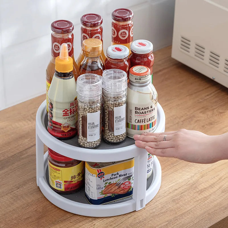 Rotatable Kitchen Condiment Rack - Anti-Sliding Multi-Functional Storage Organizer - ZOOMNSTORE