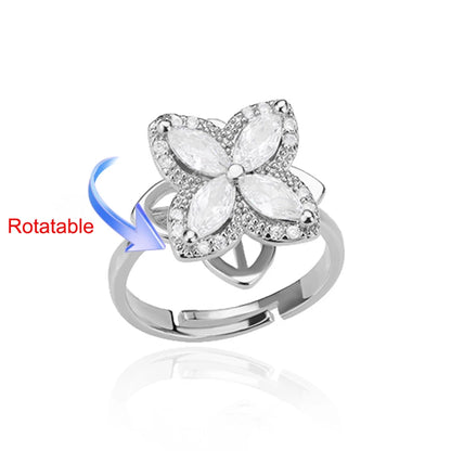 Four Clover Rotating Anxiety Rings for Women Gold Color Adjustable Stainless Steel Wedding Ring Aesthetic Jewelry Gift anillos - ZOOMNSTORE
