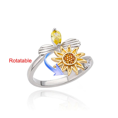 Four Clover Rotating Anxiety Rings for Women Gold Color Adjustable Stainless Steel Wedding Ring Aesthetic Jewelry Gift anillos - ZOOMNSTORE