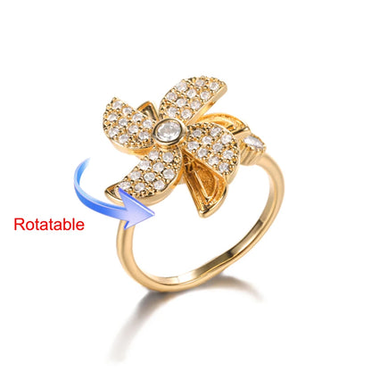 Four Clover Rotating Anxiety Rings for Women Gold Color Adjustable Stainless Steel Wedding Ring Aesthetic Jewelry Gift anillos - ZOOMNSTORE