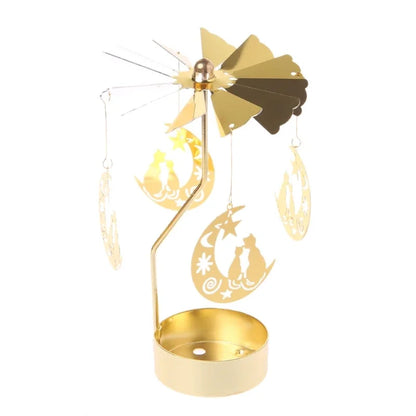Rotating Candle Holder - Metal Gold Tealight Stand for Wedding & Christmas Decor - ZOOMNSTORE